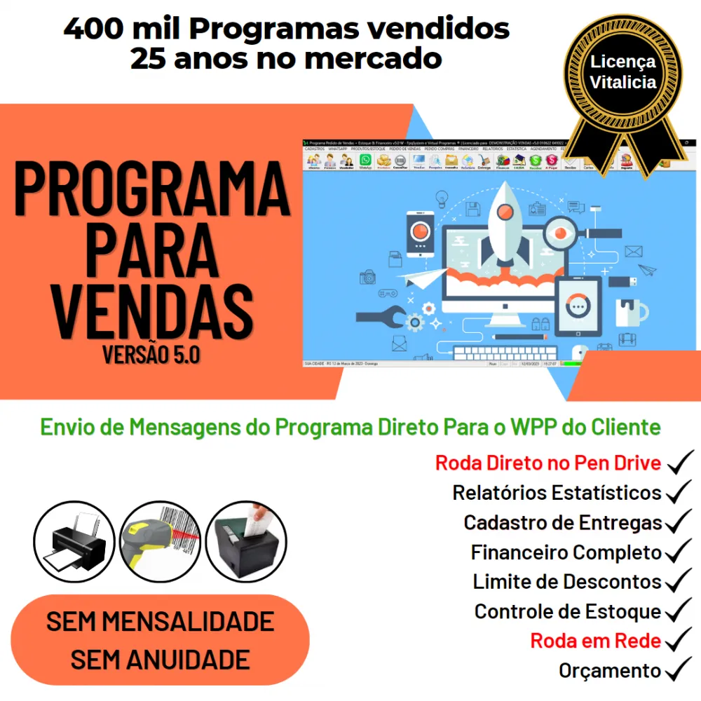 Programa Controle de Estoque, Pedido de Vendas e Financeiro v5.0 PLUS + WHATSAPP - FpqSystem