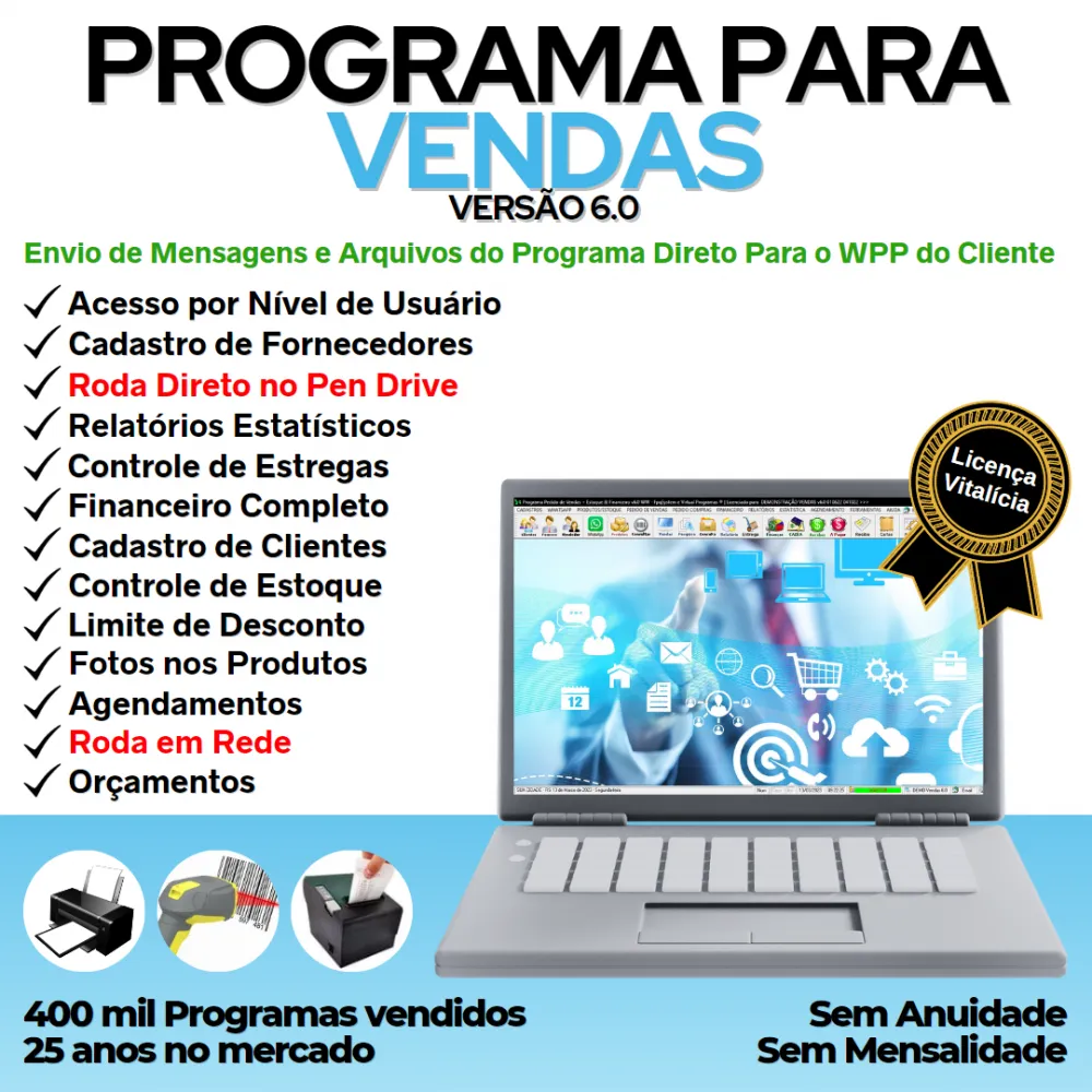 Programa Controle de Estoque, Pedido de Vendas e Financeiro v6.0 PLUS + WHATSAPP - FpqSystem