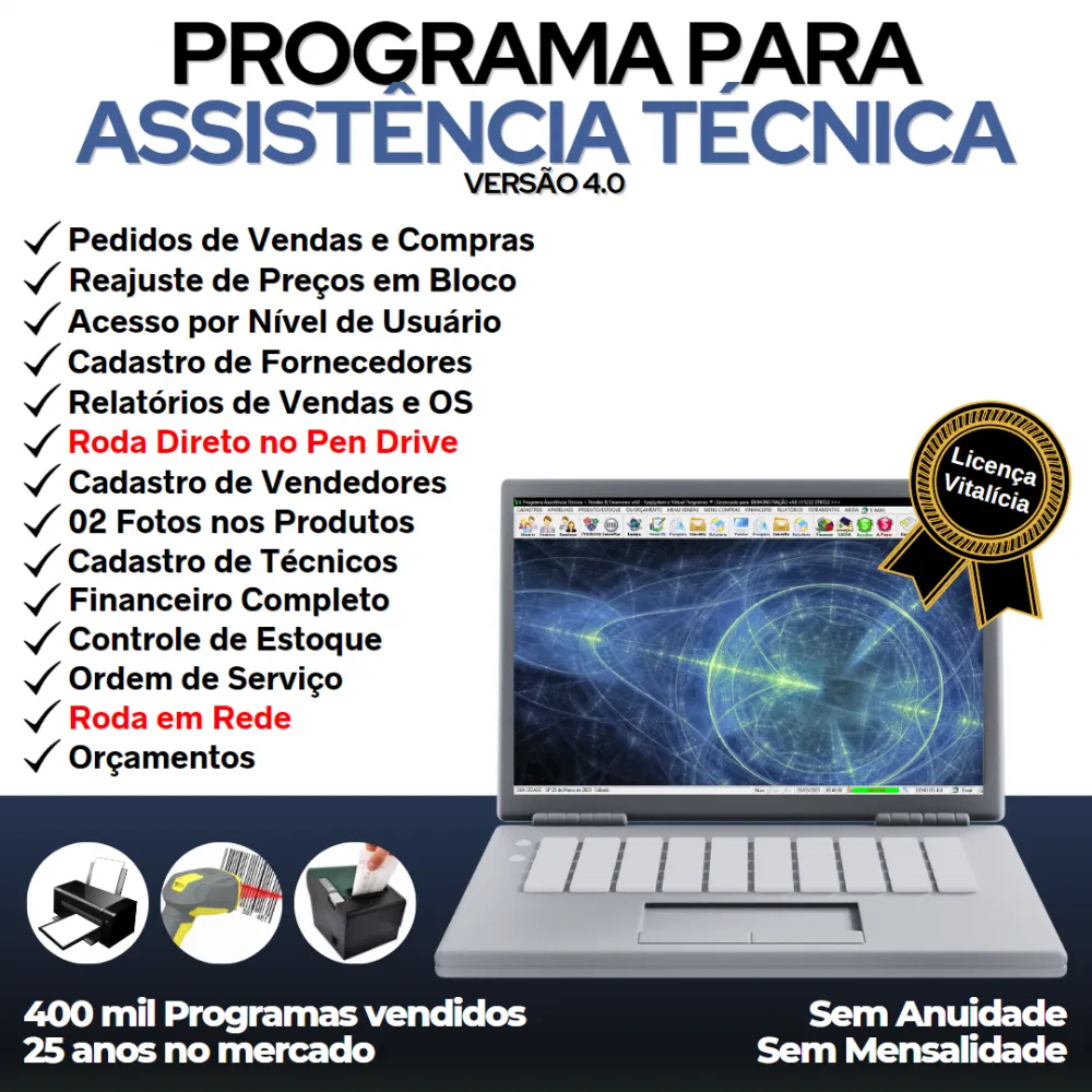 Programa Ordem de Serviço Assistência Técnica, Vendas, Estoque e Financeiro v4.0 - FpqSystem