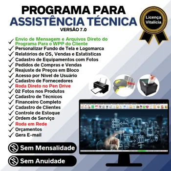 Programa Ordem de Serviço Assistência Técnica, Vendas, Estoque e Financeiro v7.0 Plus + WhatsApp - FpqSystem