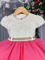 Vestido Festa Coral/Off-White Menina Bonita - Foto 2