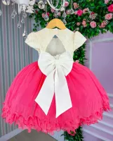 Vestido Festa Coral/Off-White Menina Bonita - Foto 3