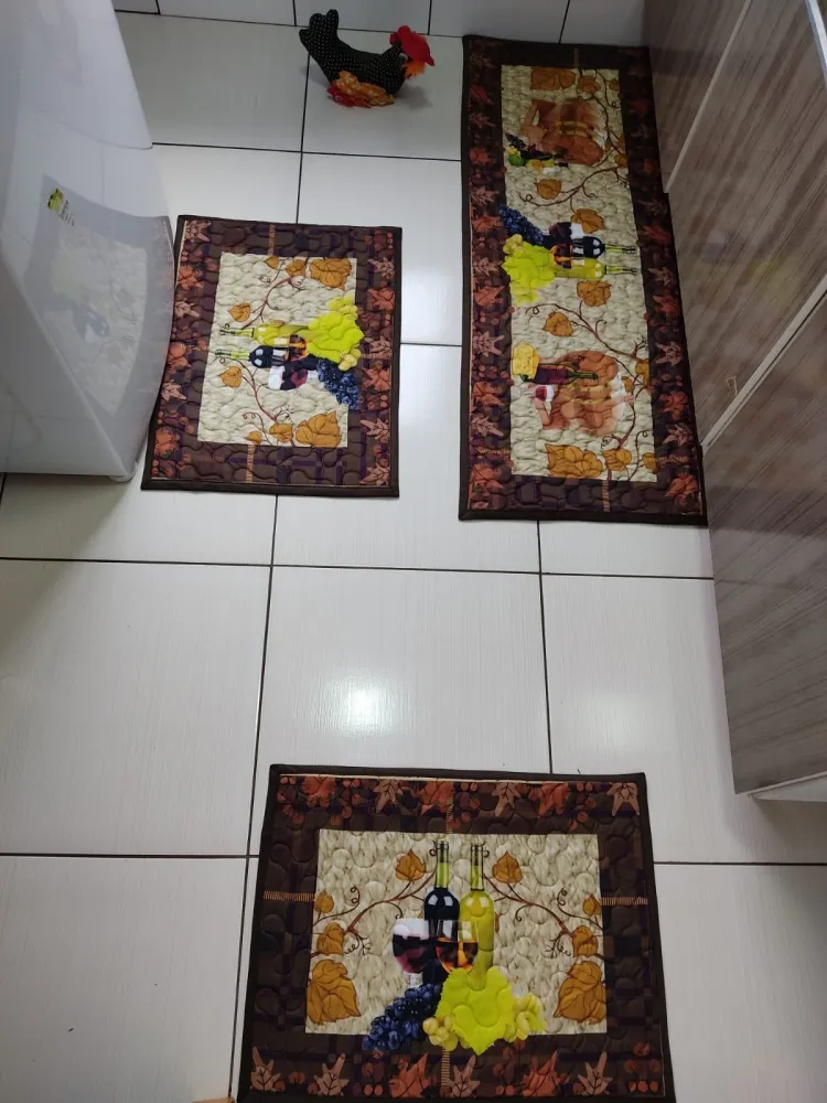 Jogo de Tapete Cozinha - Uva e Vinho Imagem