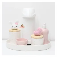 Coelha + Coração - Kit Higiene Poá - 6 peças - Bandeja Oval