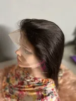 Touca com cabelo implantado 15 cm repartição livre 55 cm de orelha a orelha  humana brasileiro  - Foto 6