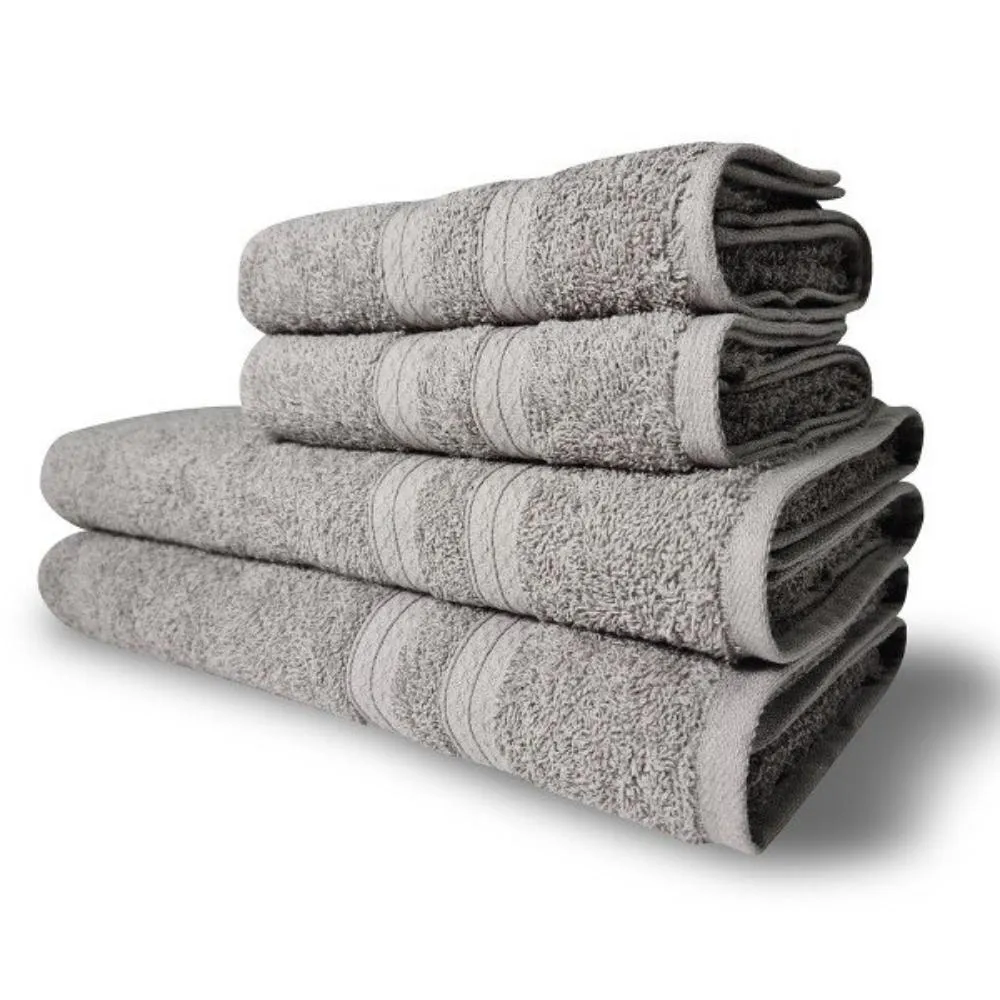 Jogo de Toalhas Lisboa 4 Pçs - 2 Banho e 2 Rosto 430g/m² 100% Algodão Cinza