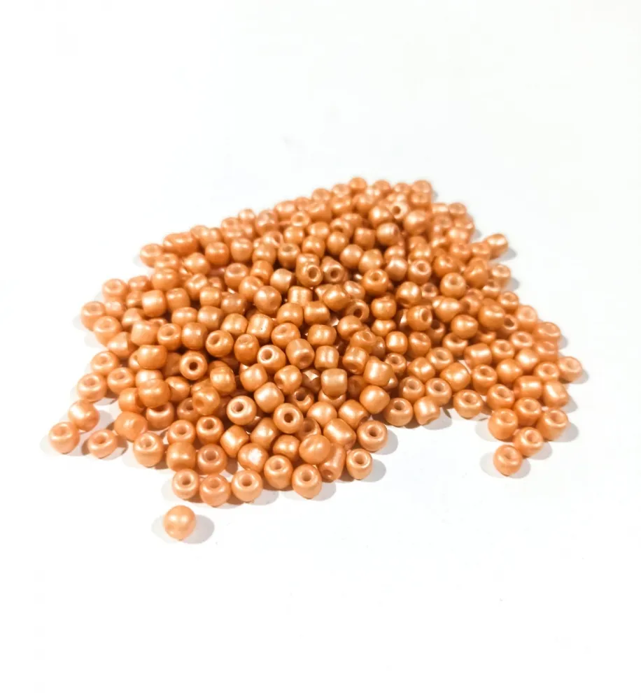 Missanga de vidro Laranja Claro Perolado - 6/0  - 4mm Imagem