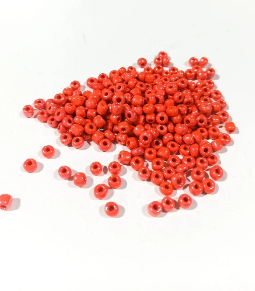 Missanga de vidro Laranja Perolado - 6/0  - 4mm