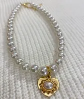 COLAR PÉROLAS COM PINGENTE CORAÇÃO