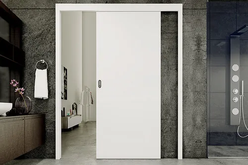 Porta MDF s/o lisa de correr branca Imagem