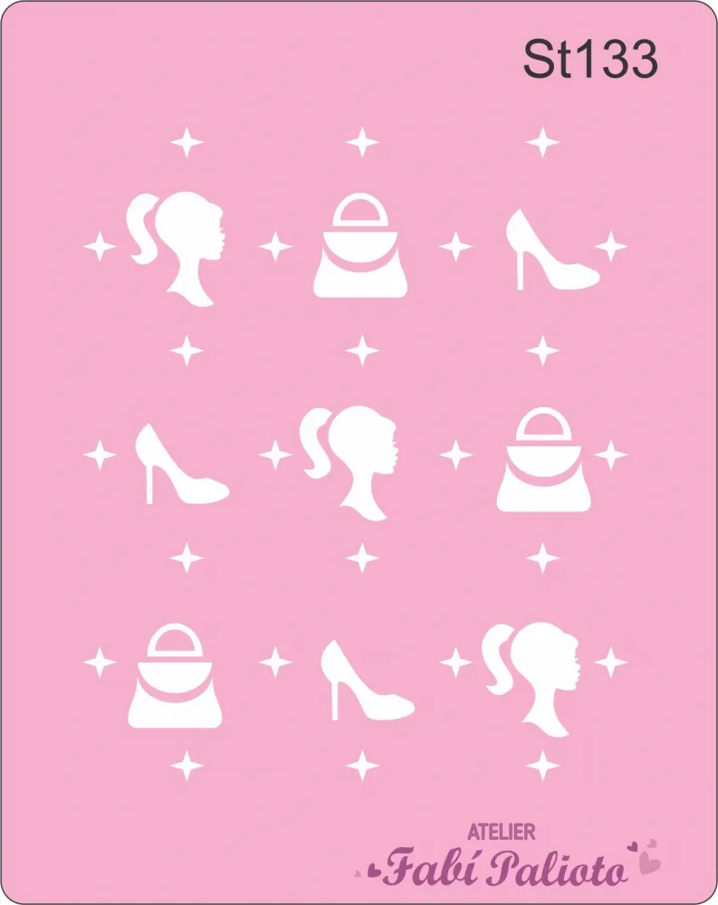ST133  Stencil Icones Coleção Barbie Imagem