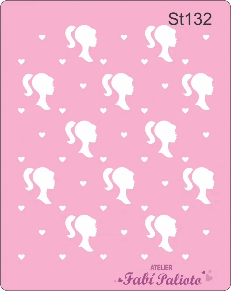 ST132  Stencil Silhueta Coleção Barbie