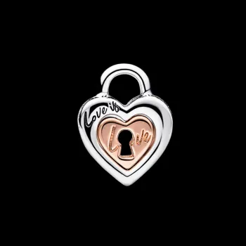 Berloque separador coracao divisivel com cadeado dois tons – em Prata925 - Foto 2