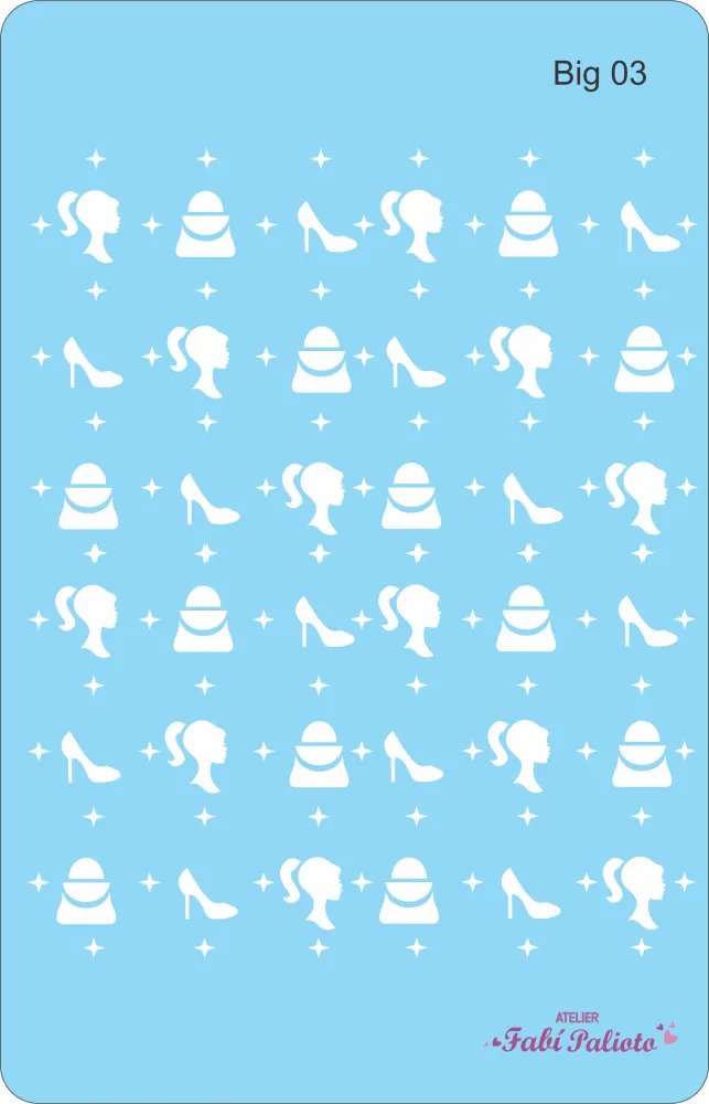 BIG03  Stencil Ícones Coleção Barbie 18x28cm Imagem