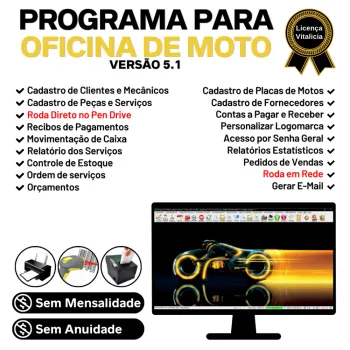 Programa OS Oficina Mecânica Moto com Check List, Vendas, Estoque e Financeiro v5.1 Plus - FpqSystem