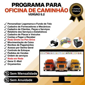 Programa OS Oficina Mecânica Caminhão com Check List, Vendas, Estoque e Financeiro v5.2 Plus - FpqSystem