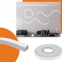 Perfil Flex Embutir Flexivel 15x10mm - mangueira para fita de led  - o metro - Foto 3