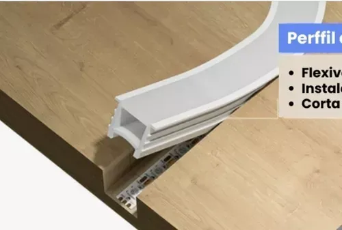 Perfil Flex Embutir Flexivel 20x10mm - mangueira para fita de led  - o metro Imagem