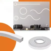 Perfil Flex Embutir Flexivel 12x10mm - mangueira para fita de led  - o metro - Foto 3