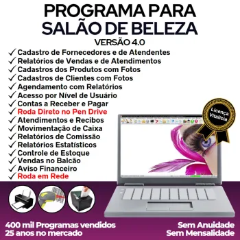 Programa Salão de Beleza, Agendamento, Vendas e Financeiro v4.0 Plus - FpqSystem