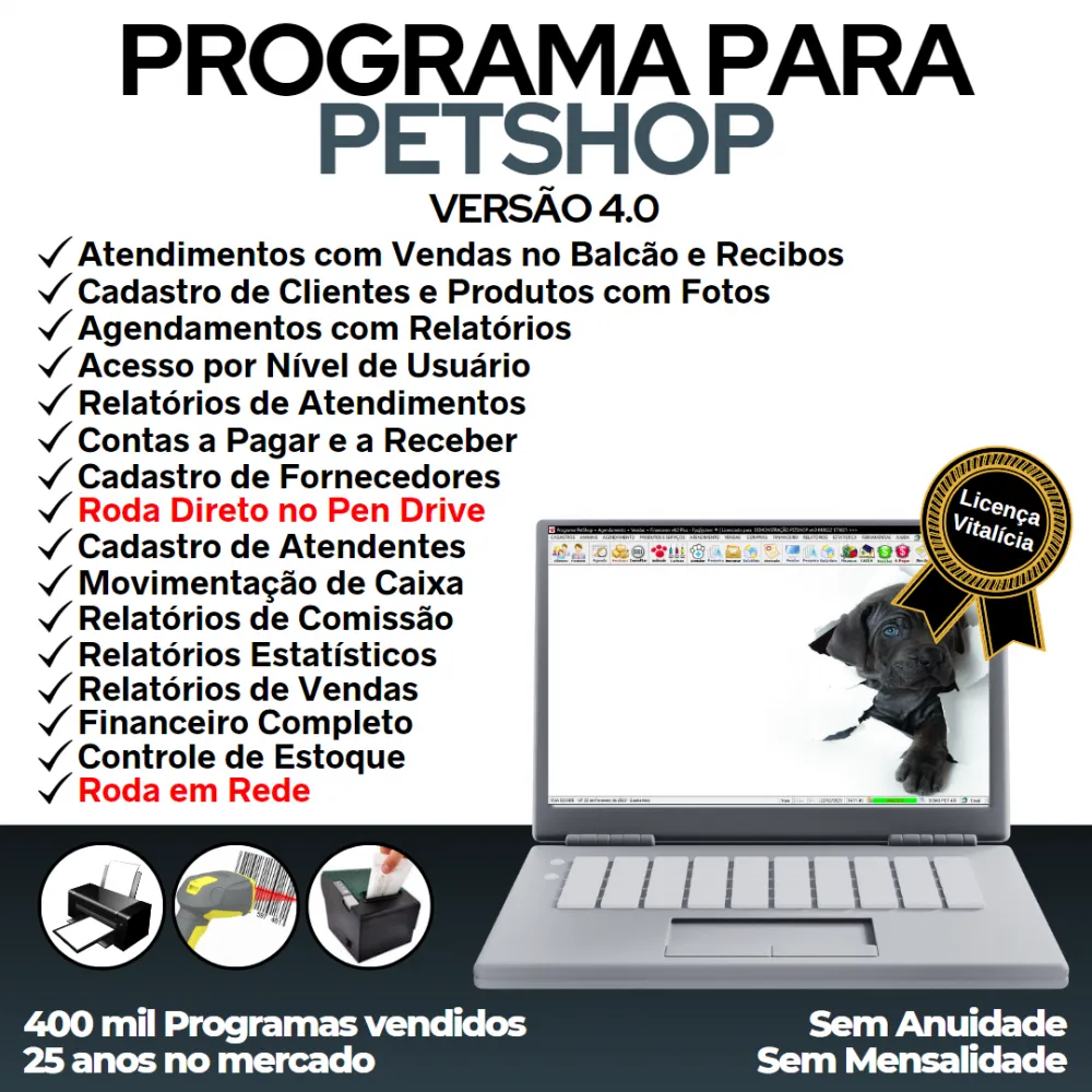 Programa para PetShop e Agropecuária com Agendamento, Vendas e Financeiro v4.0 Plus - FpqSystem