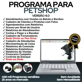 Programa para PetShop e Agropecuária com Agendamento, Vendas e Financeiro v4.0 Plus - FpqSystem
