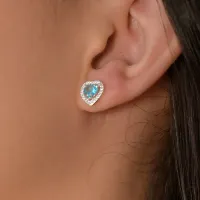 Conjunto de Prata 950 -  Coração Azul - CJT302AZ - Foto 3