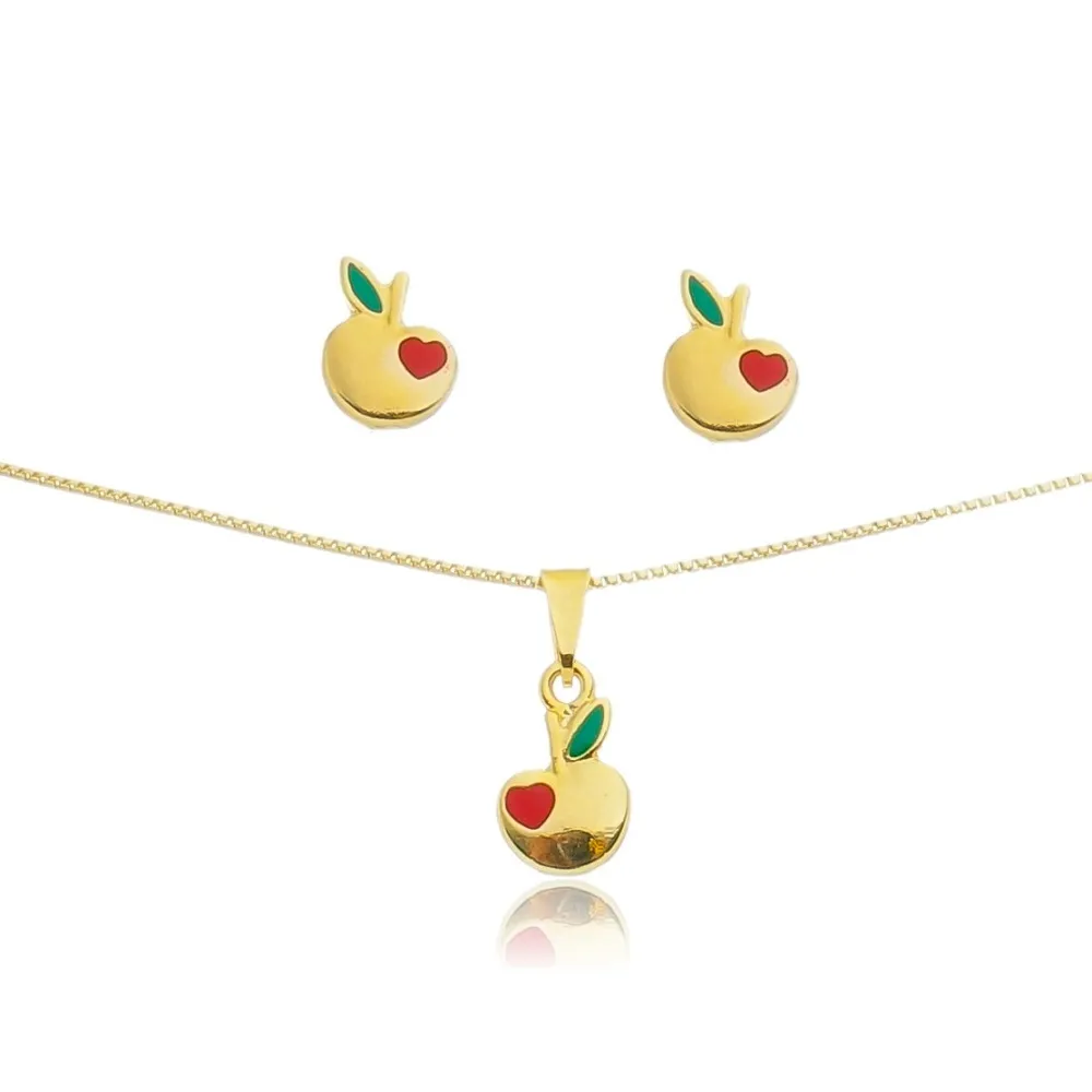 Conjunto de brincos e colar com pingente       CJI-00719