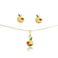 Conjunto de brincos e colar com pingente       CJI-00719