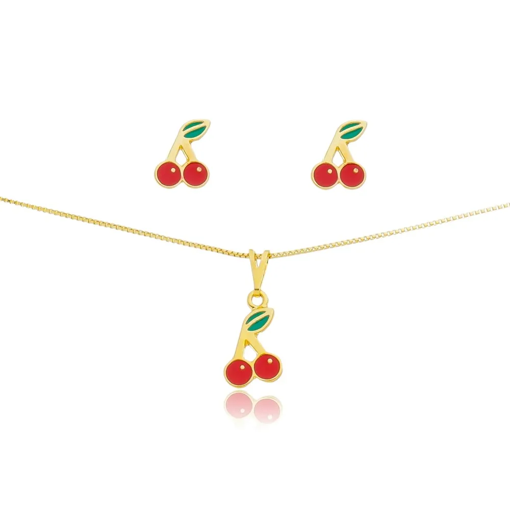 Conjunto de brincos e colar com pingente       CJI-00720