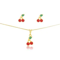 Conjunto de brincos e colar com pingente       CJI-00720