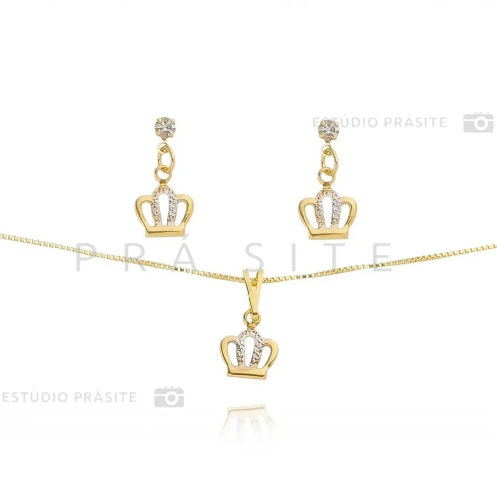 Conjunto de brincos e colar com pingente       CJI-00736 Imagem