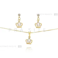 Conjunto de brincos e colar com pingente       CJI-00736