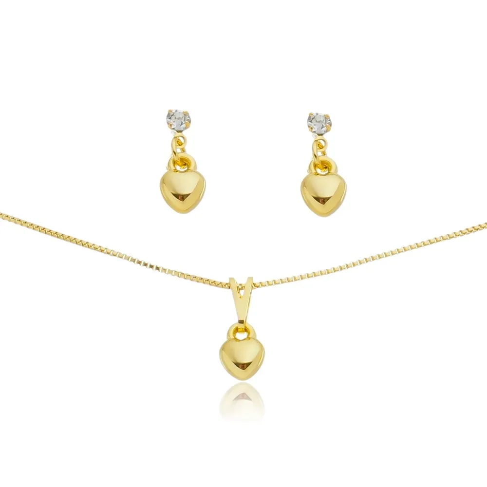 Conjunto de brincos e colar com pingente      CJI-00739 Imagem