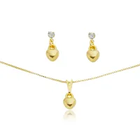 Conjunto de brincos e colar com pingente      CJI-00739