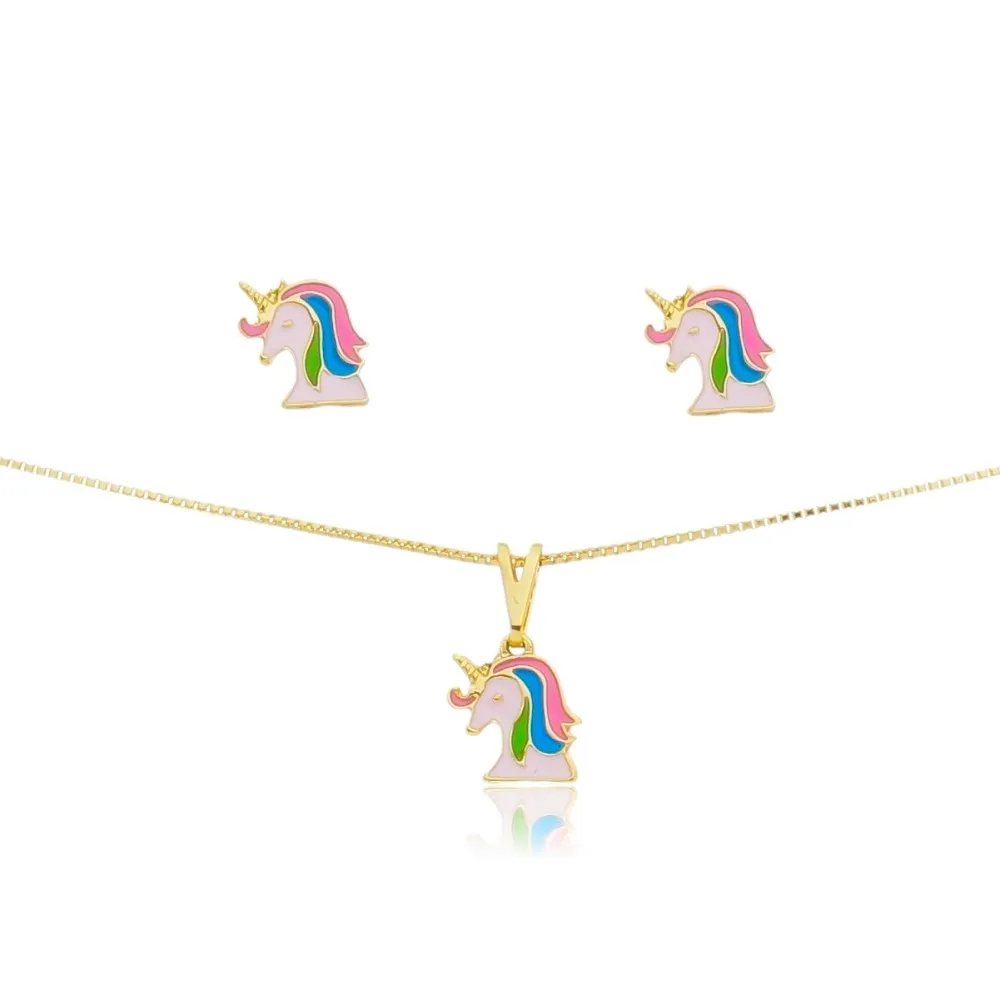 Conjunto de brincos e colar com pingente        CJI-00759