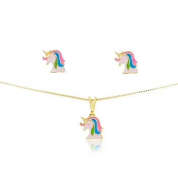Conjunto de brincos e colar com pingente        CJI-00759