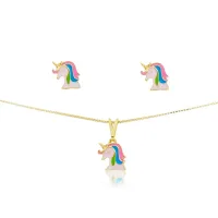 Conjunto de brincos e colar com pingente        CJI-00759