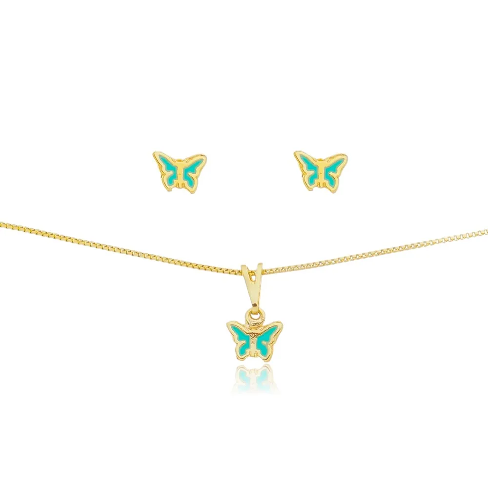 Conjunto de brincos e colar com pingente    CJI-00773