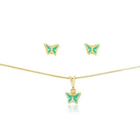 Conjunto de brincos e colar com pingente    CJI-00773