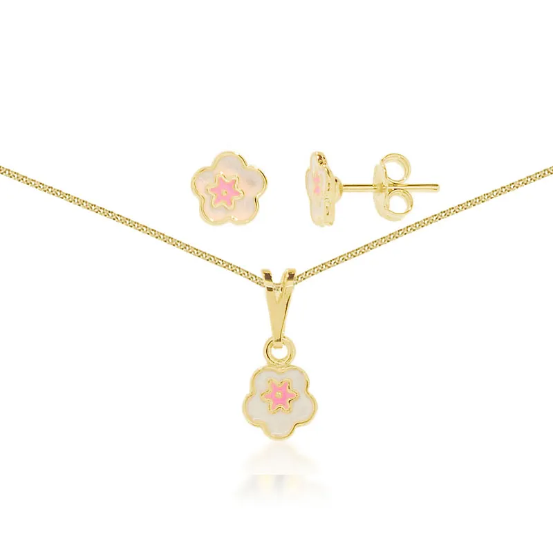 Conjunto de brincos e colar com pingente     CJI-00774