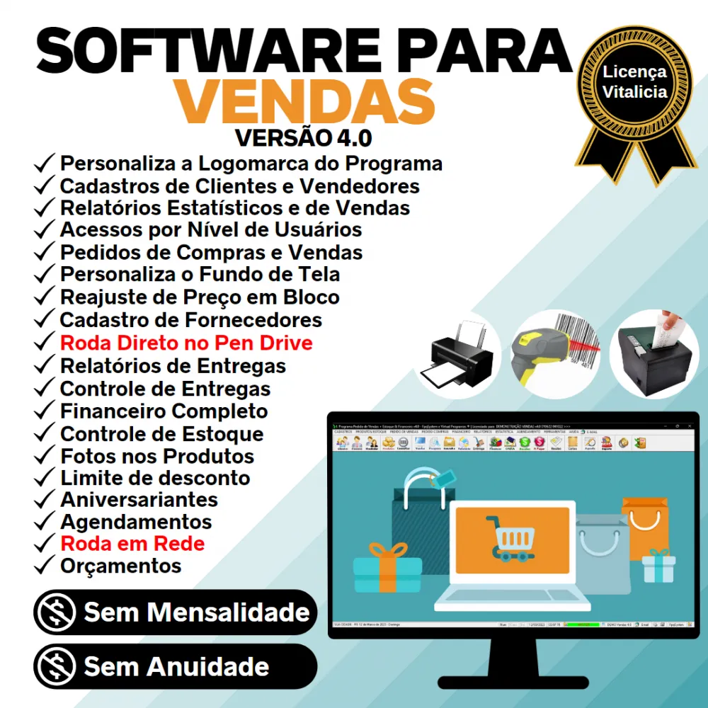 Software Controle de Estoque, Pedido de Vendas e Financeiro v4.0 PLUS + FpqSystem 