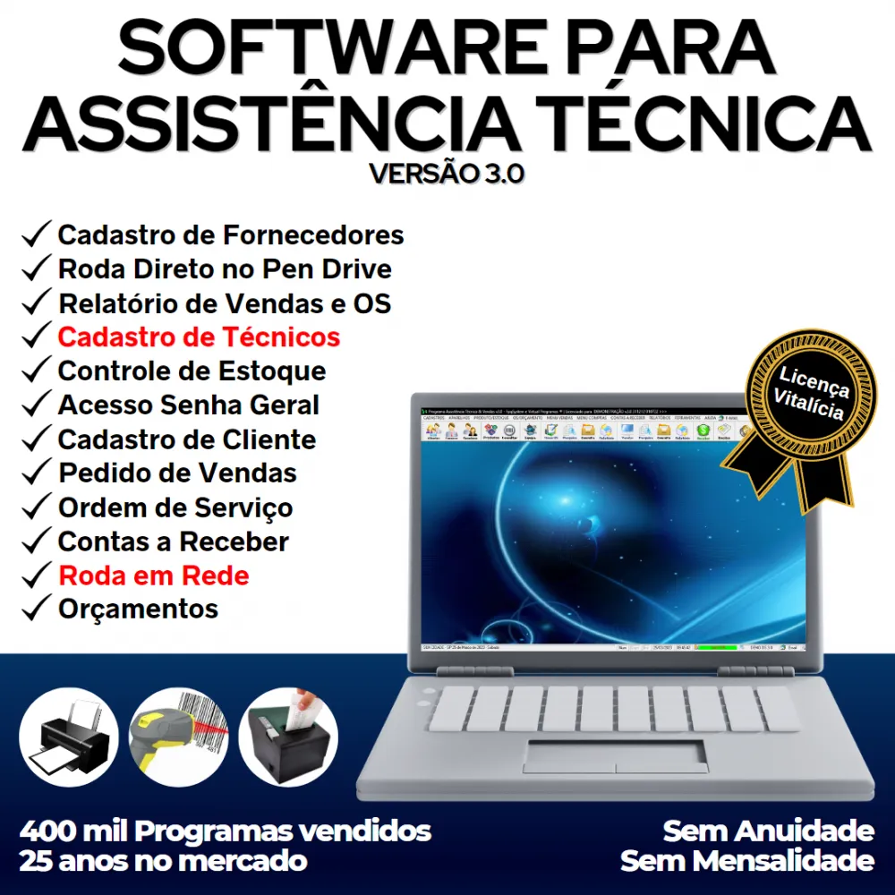 Software Ordem de Serviço Assistência Técnica, Vendas e Estoque v3.0 - FpqSystem