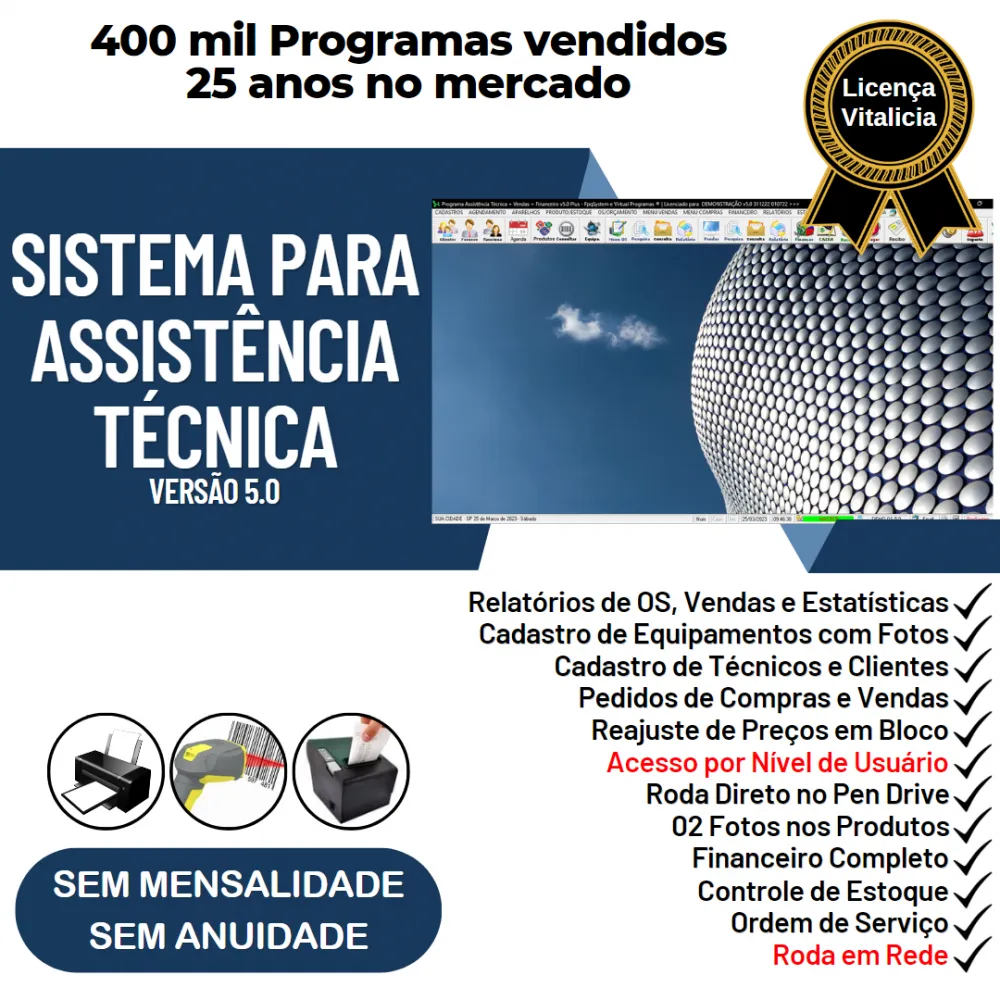 Sistema Ordem de Serviço Assistencia Tecnica, Vendas, Estoque e Financeiro v5.0 Plus - FpqSystem