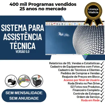 Sistema Ordem de Serviço Assistencia Tecnica, Vendas, Estoque e Financeiro v5.0 Plus - FpqSystem