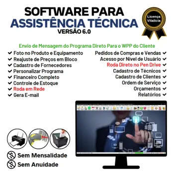 Software  Ordem de Serviço Assistencia Tecnica, Vendas, Estoque e Financeiro v6.0 Plus + WhatsApp