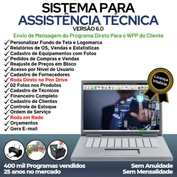 Sistema Ordem de Serviço Assistencia Tecnica, Vendas, Estoque e Financeiro v6.0 Plus + WhatsApp