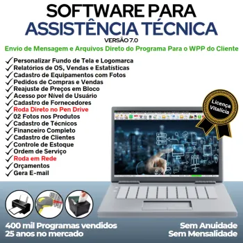 Software Ordem de Serviço Assistencia Tecnica, Vendas, Estoque e Financeiro v7.0 Plus + WhatsApp
