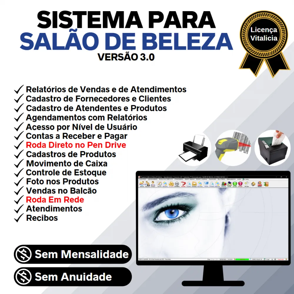 Sistema Salão de Beleza, Agendamento, Vendas e Financeiro v3.0 - FpqSystem
