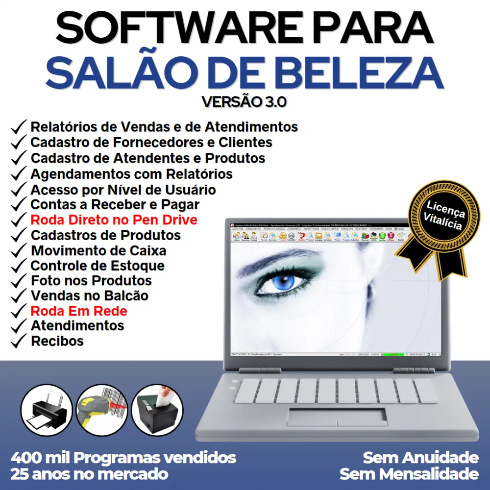 Software  Salão de Beleza, Agendamento, Vendas e Financeiro v3.0 - FpqSystem